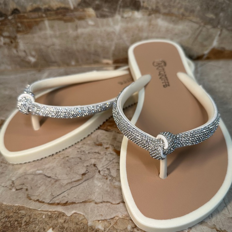 Chinelo Feminino Bico Redondo Rasteirinha Brilho Conforto Nozinho Macio Verão Helena Griffe Full