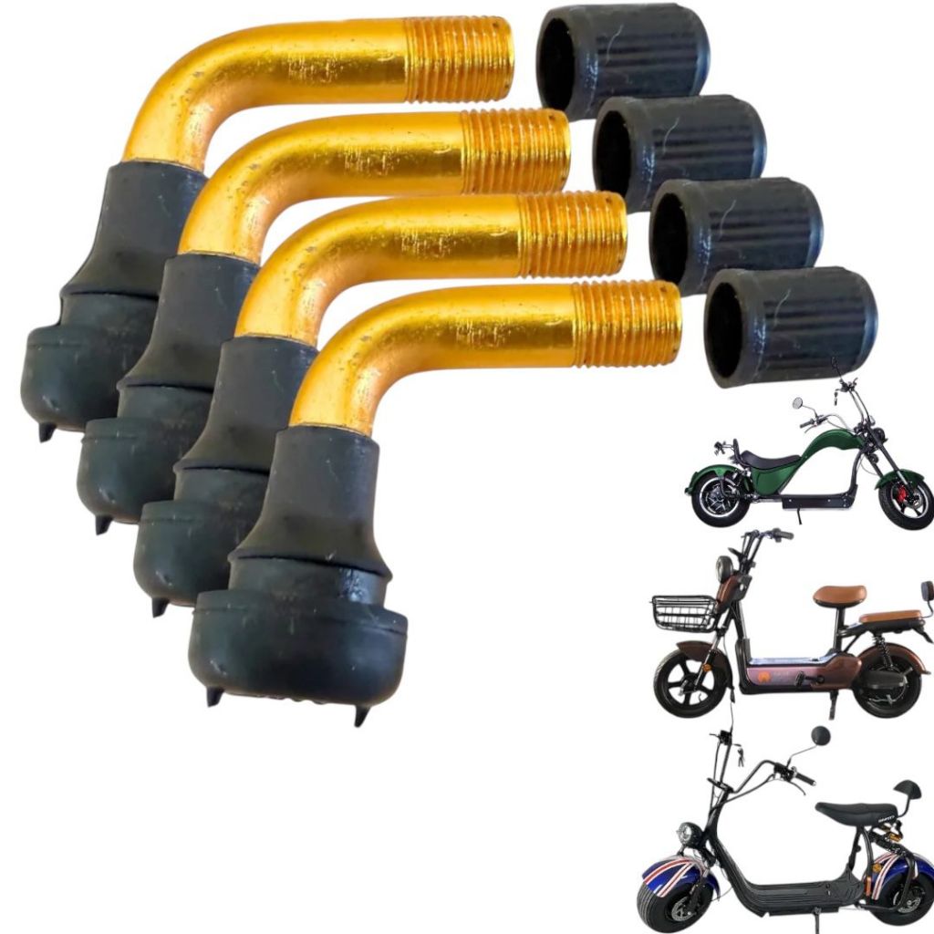 kit 4 Válvula Bico Curvo pneu Scooter Bike Bicicleta Elétrica  VALVULA PNEUMATICA PVR 50 12MM