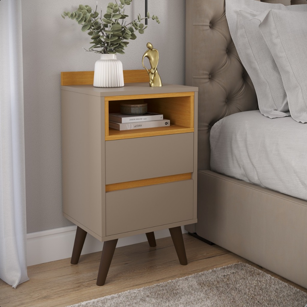 OFERTA Kit Conjunto 2 Mesa Cabeceira Retro Quarto 2 Gavetas Decoração Organizador Multiuso Cores