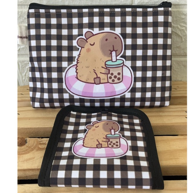 porta absorvente +  necessaire / porta  kit emergencia