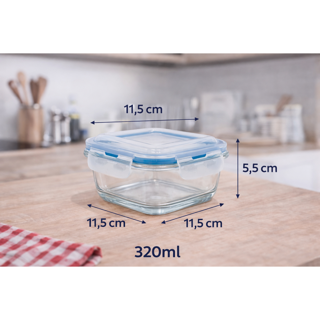 Pote Hermético de Vidro 320ml Quadrado para Alimentos em Oferta na Shopee