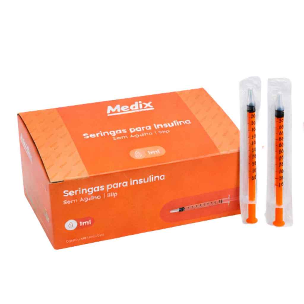 Seringa 1ml Insulina Descartável Sem Agulha Medix - 100 unid em Oferta na Shopee