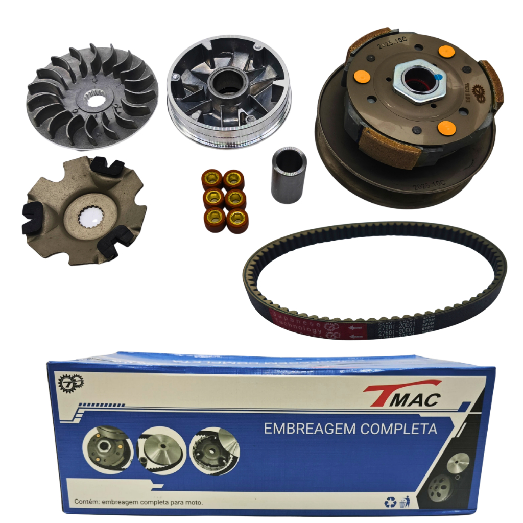 Kit embreagem completa CVT (PRIMARIA+SECUNDARIA+CORREIA) Suzuki Burgman 125 carburada 2006 até 2010