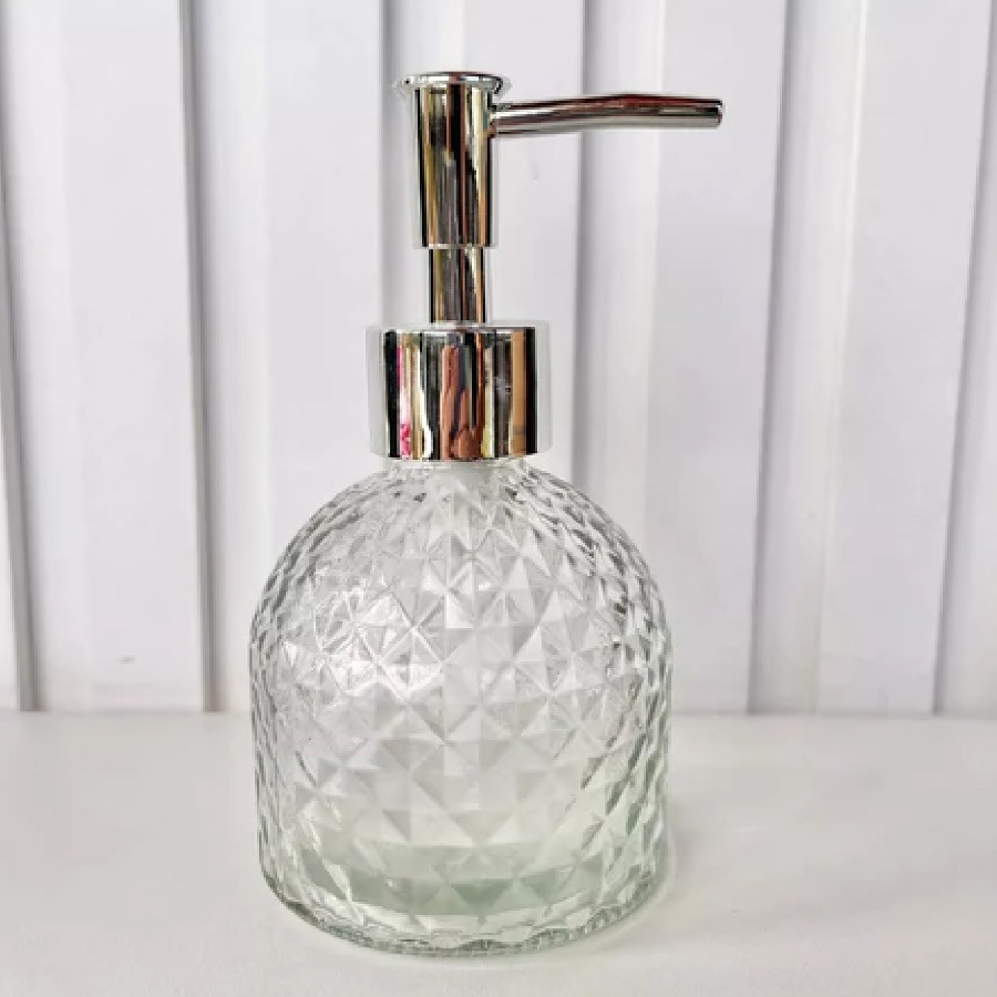 Porta Sabonete de Vidro Luxo 380mL Valvula  -  Banheiro, Salão,Escritorio em Oferta na Shopee