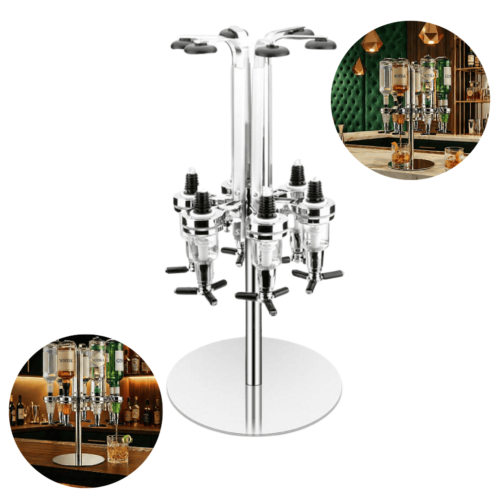 Suporte Giratório Dispenser Dosador 6 Garrafas Inox Bar Area Gourmet Dose em Oferta na Shopee
