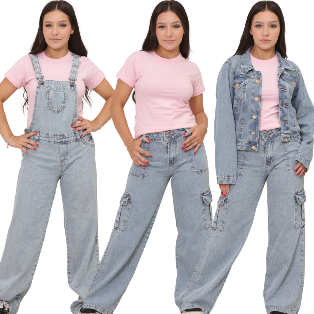 Roupa de menina marmorizada jeans infantil juvenil do 10 ao 16 cargo jaqueta jardineira calça e shorts MARMORIZADA em Oferta na Shopee