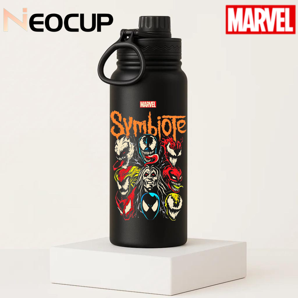 Garrafa Térmica Aço Inoxidável 304 Super-herói Venom veneno Com Tampa e Alça 600ml