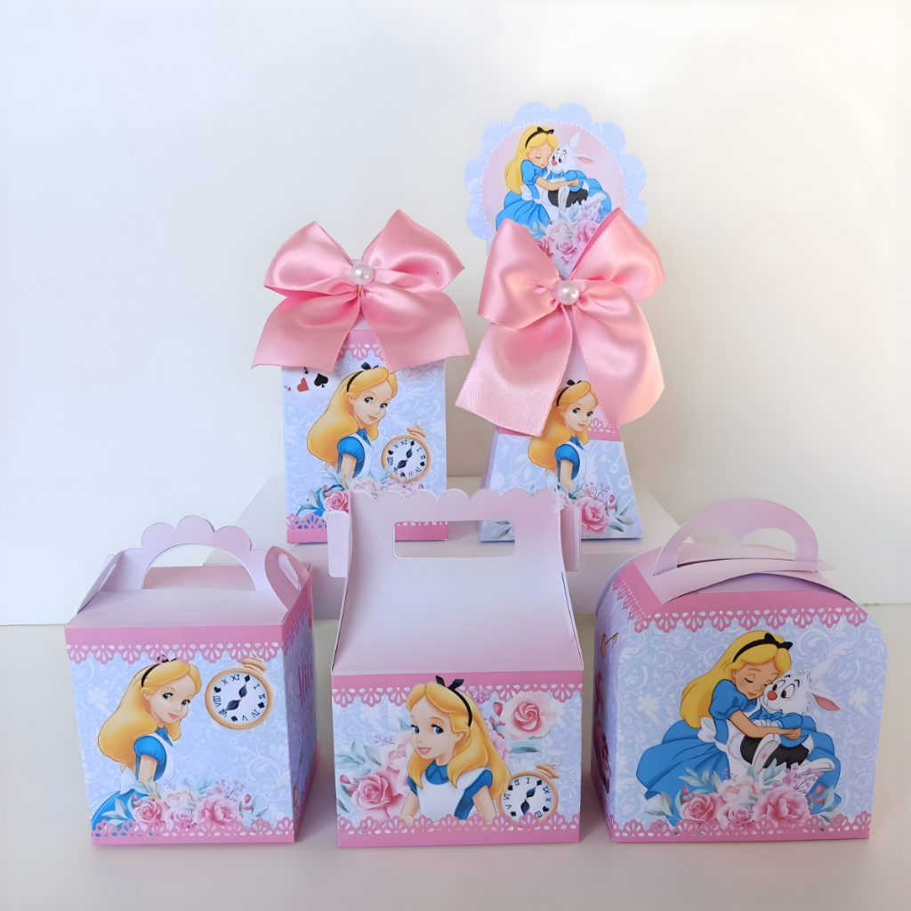 PEGUE E MONTE - Personalizados ALICE NO PAÍS DAS MARAVILHAS Lembrancinhas Caixinhas /Kit caixas/Kit festa aniversário