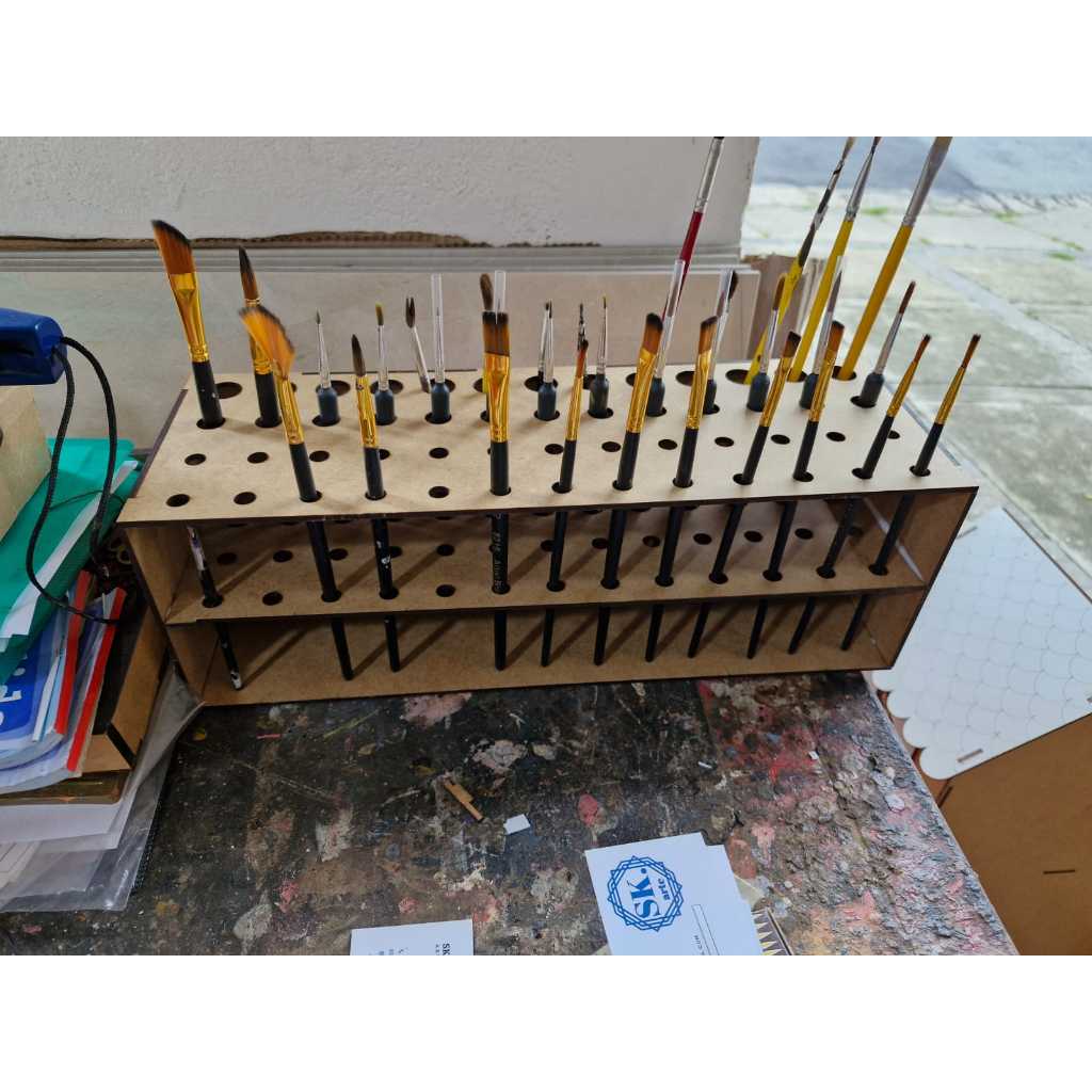 Porta Pincéis em MDF 3mm – Organizador para Pintura, Artesanato e Ateliê