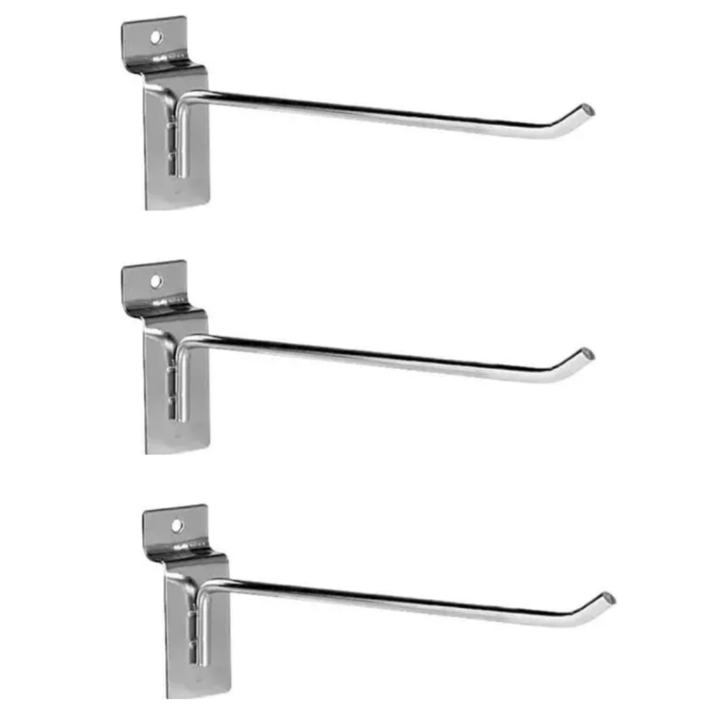 100 Ganchos Expositores de Prata Para Painel Canaletado - Todos Os Tamanhos em Oferta na Shopee