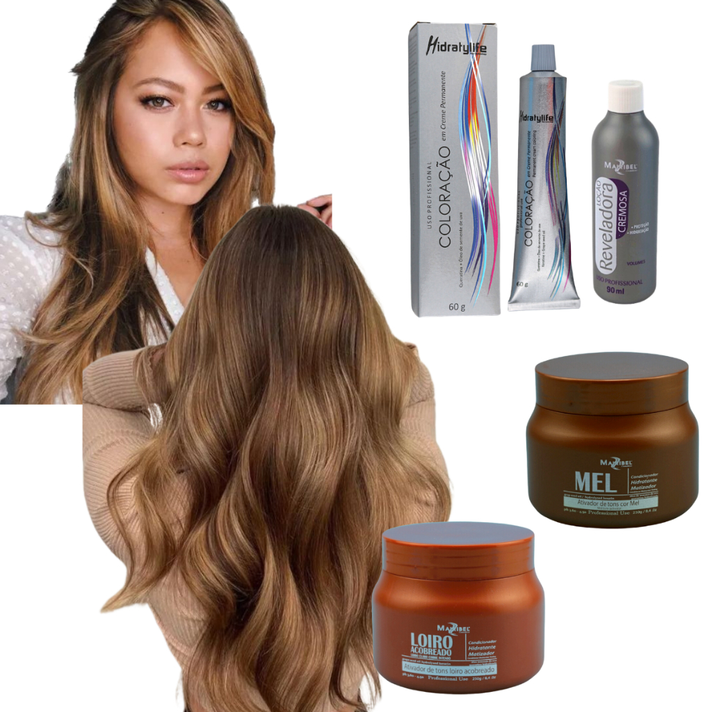 Kit Completo Mairibel 7.3 Loiro Médio Dourado + Ox 10/20/30/40 + Matizador |Profissional e Iluminado