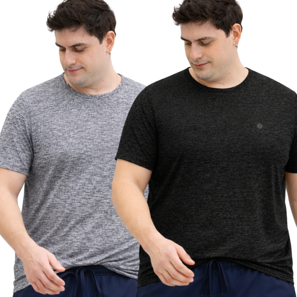 Kit 2 Camisetas Masculinas Plus Size Fitness G1 ao G6 - Academia - Exercícios ao ar Livre - Leve e Confortável