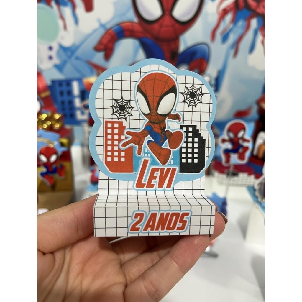 Porta bis duplo Lembrancinha Personalizados- Festa Infantil - Homem Aranha - Spidey Caixinha Bis
