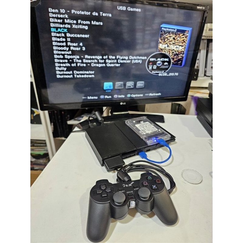 PlayStation 2 PS2 com OPL + 45 jogos + 2 controles