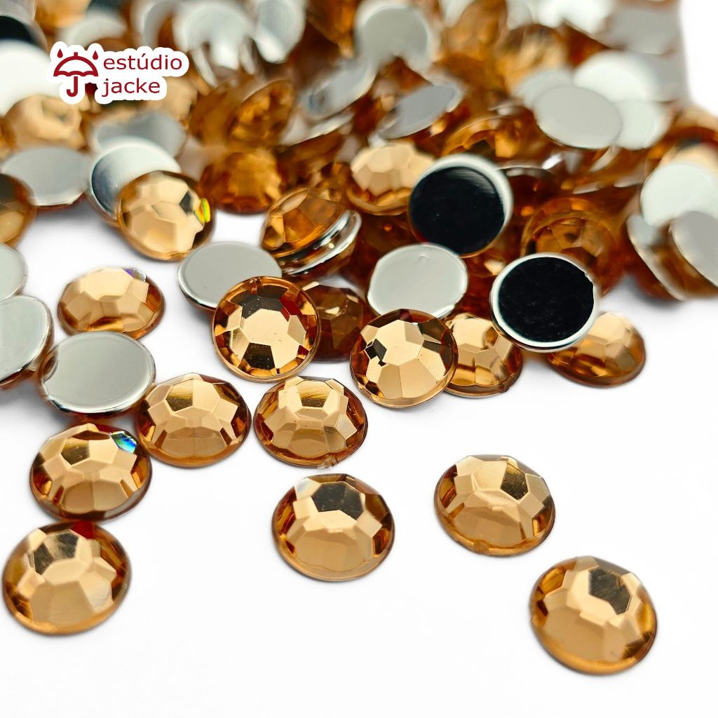 Chaton Diamante Redondo 8mm em Acrílico Base Reta - 100 peças | Para Colagem em Artesanato, Moda e Decoração em Oferta na Shopee