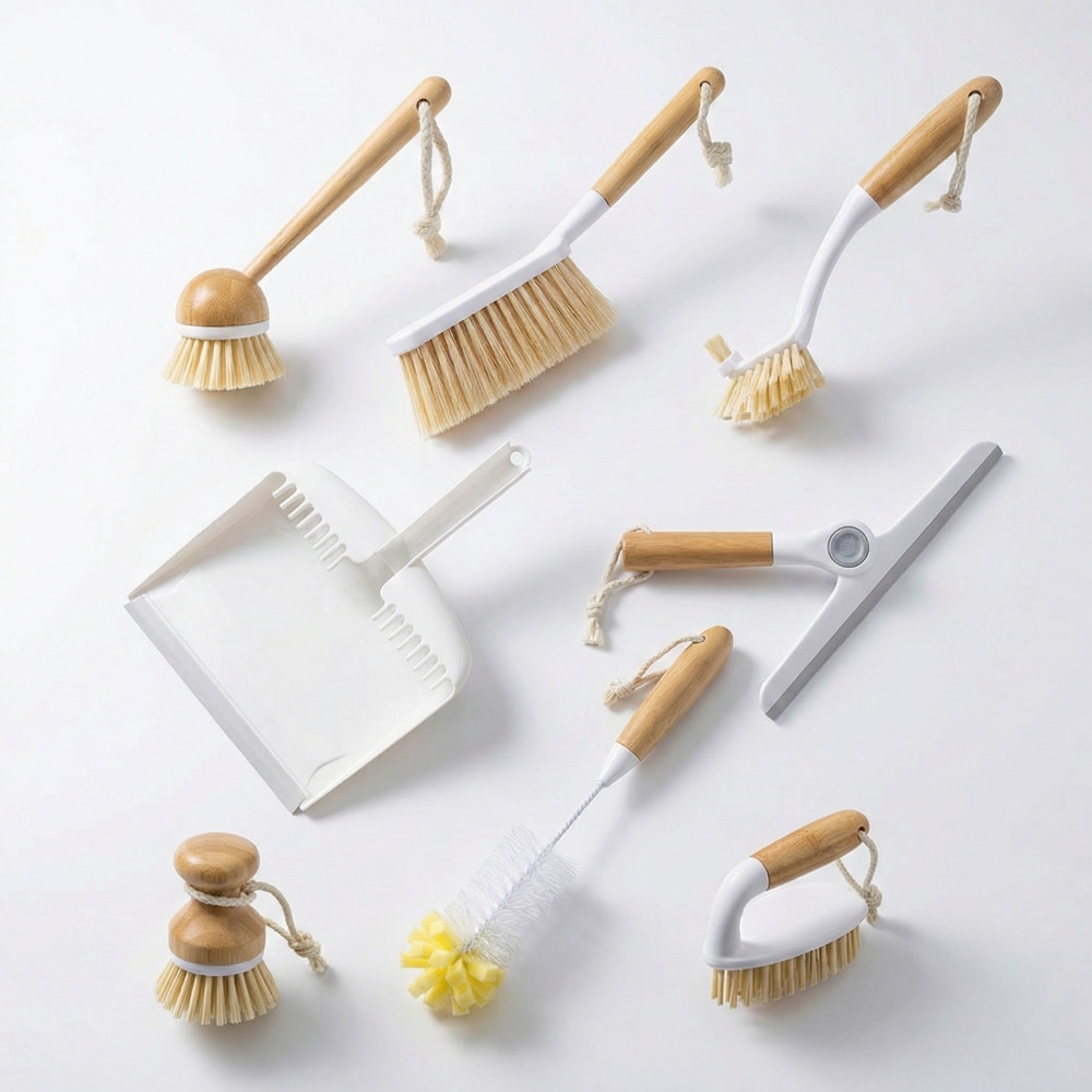 Kit De Limpeza Multiuso 8 em 1 Bambu Artiko Arbo Escovas Rodo Pá em Oferta na Shopee