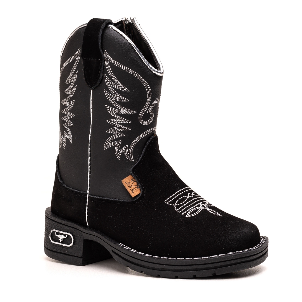 Bota Botina Texana Infantil Couro Legitimo Bordada Confortável Country Rodeio Estilosa Lançamento