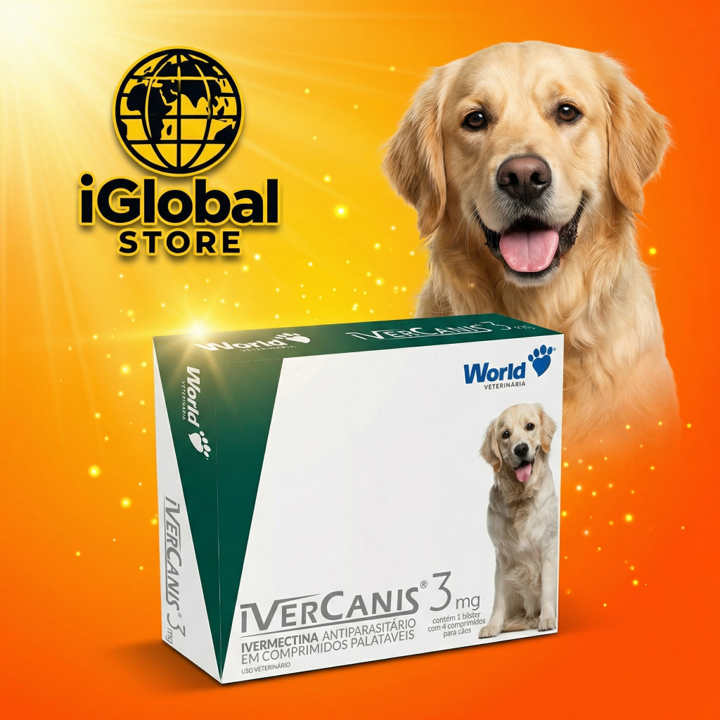 Ivercanis 3mg Antiparasitário Cães 4 Comprimidos | Vermífugo Ivermectina | Proteção Completa | Envio Rápido
