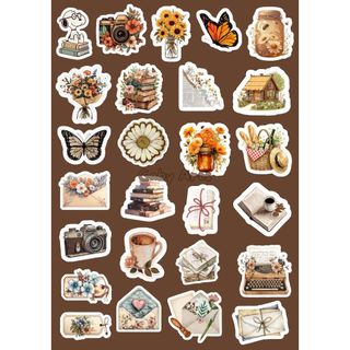 Kit 26 Adesivos Journal Vintage – Impressos em Papel Adesivo para Journal e Scrapbook I Estilo Aesthetic