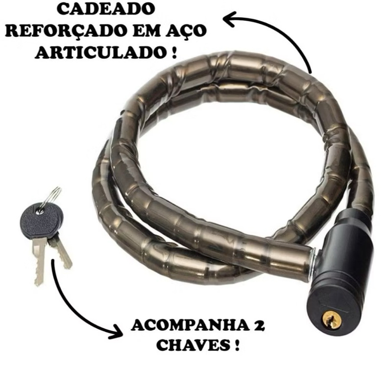 Cadeado Grosso Anti Furto Articulado Bicicleta Moto GTA Reforçado Tranca Bike em Oferta na Shopee