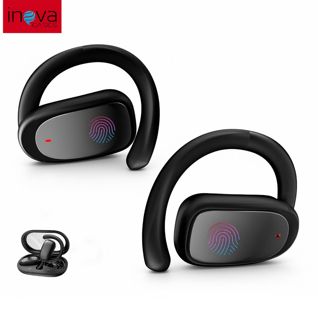 Inova fone de ouvido bluetooth sem fio TWS com condução óssea, sem fio, BT 5.3, clip-on, redução de ruído verdadeira