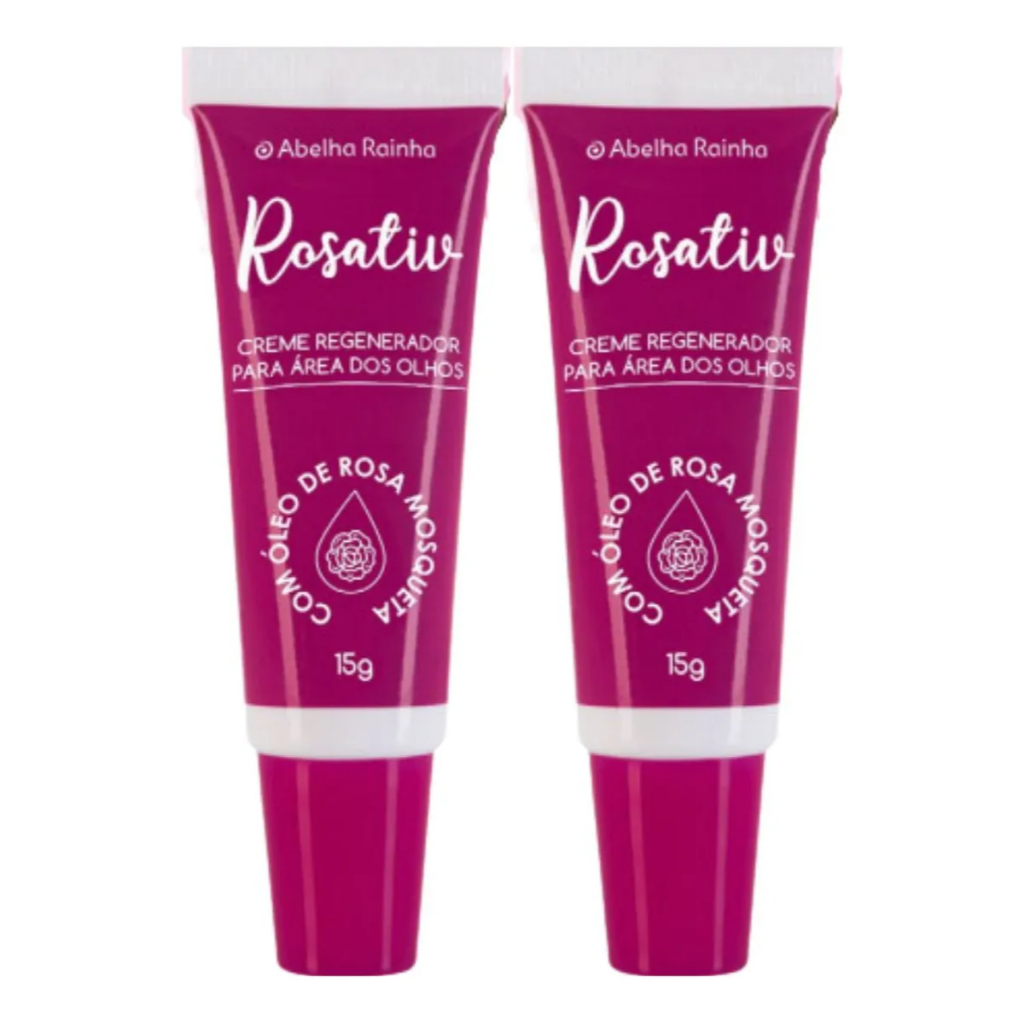 Kit 02 Unid.Creme Regenerador P/Área Dos Olhos C/Óleo De Rosa Mosqueta Rosativ Abelha Rainha-15gcada ou avulso