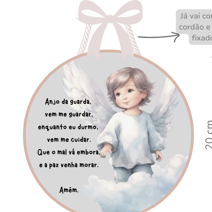 Placa Anjo da Guarda para porta, berço, quarto - Decoração e Proteção quarto bebê criança filho