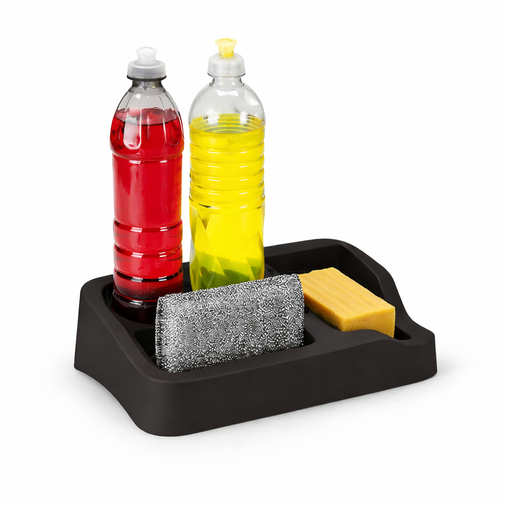 Porta Detergente Com Suporte Para Bucha E Sabão Dispenser Organizador De Pia Plástico