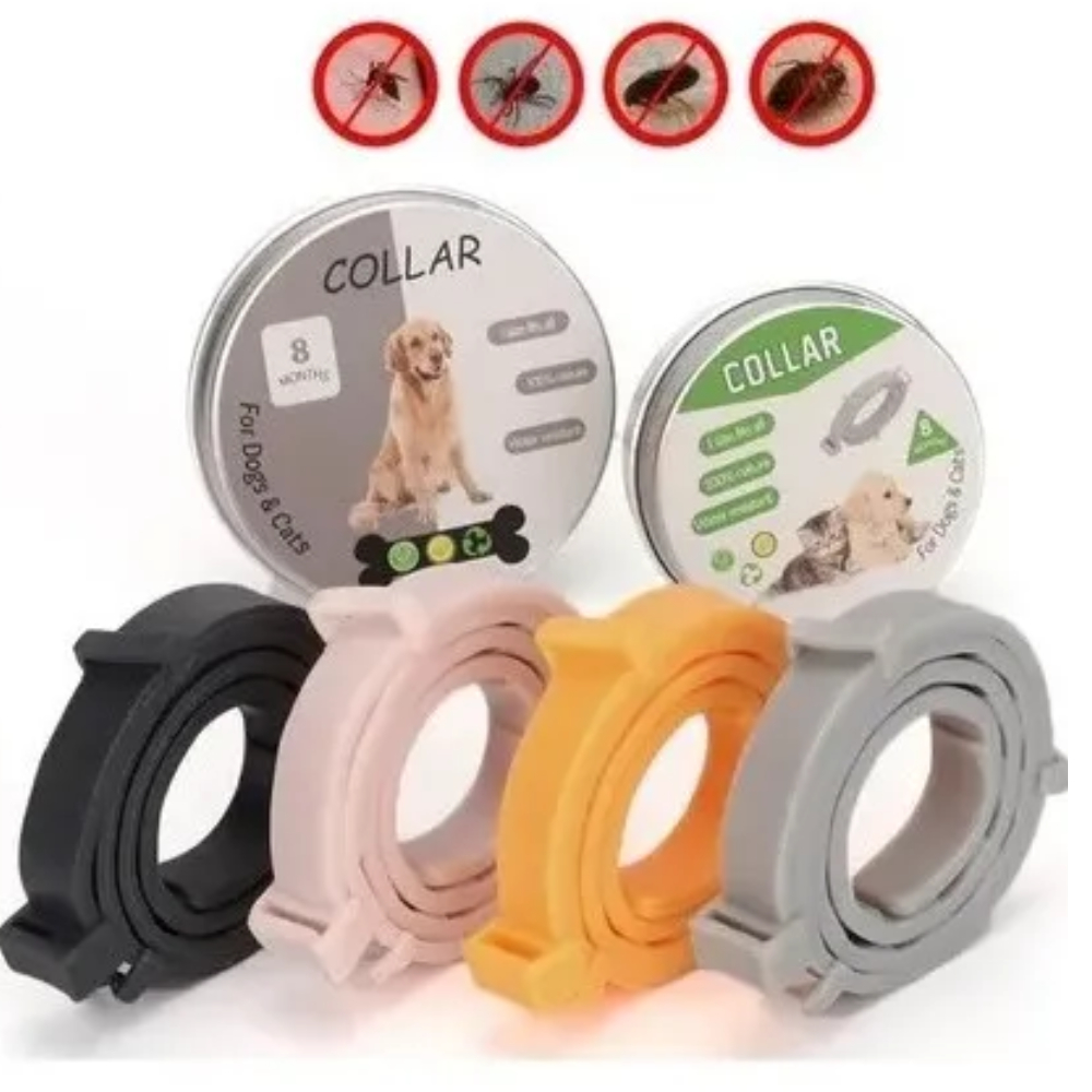Coleira Antiparasitária Cinza 63cm Para Cães e Gatos Carrapatos Pulgas