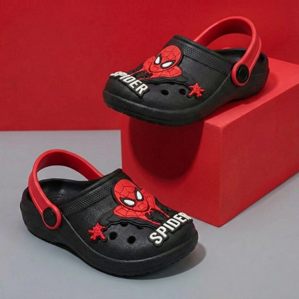 Sandália Babuche Infantil Menino 21 ao 31 Homem Aranha Spider Preto Papete Confortável Promoção