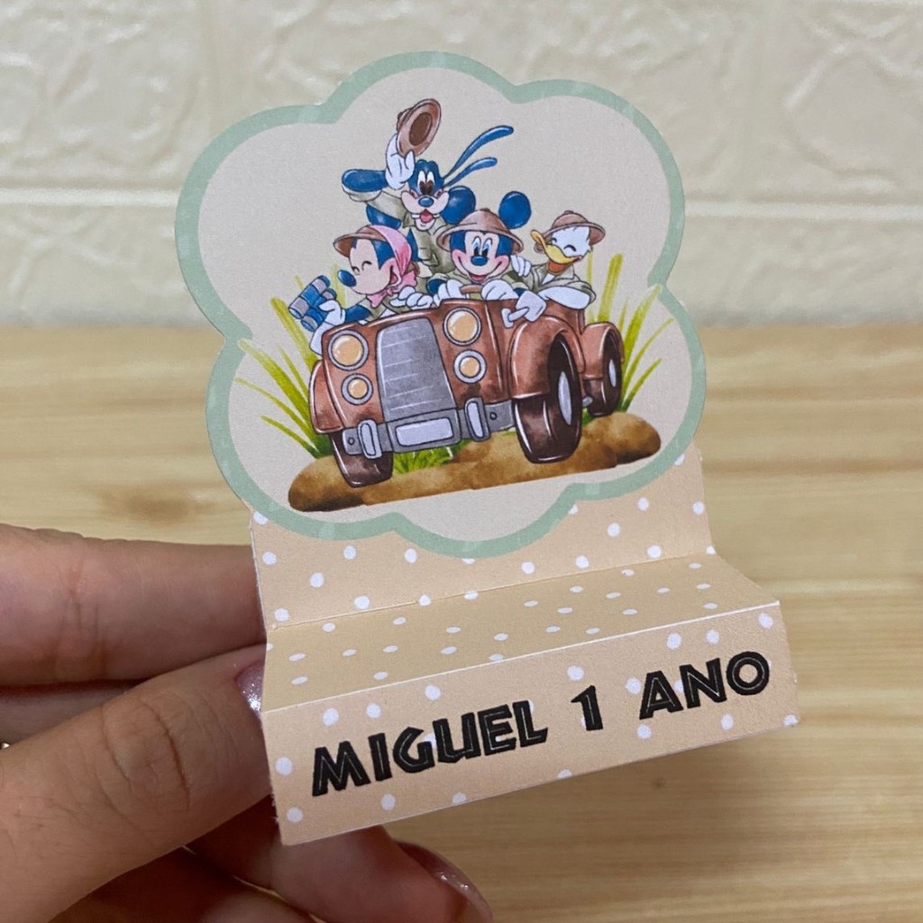 Lembrancinha Porta Bis Duplo Mickey Safari (PEGUE E MONTE) - Festa Infantil - Personalizados - Só um bolinho
