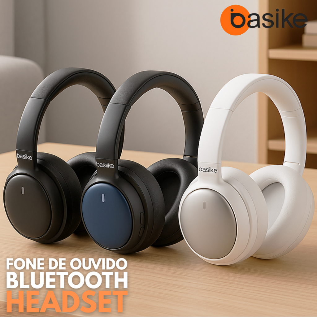 Fone de Ouvido Bluetooth Som Imersivo com Cancelamento de Ruído Original Basike