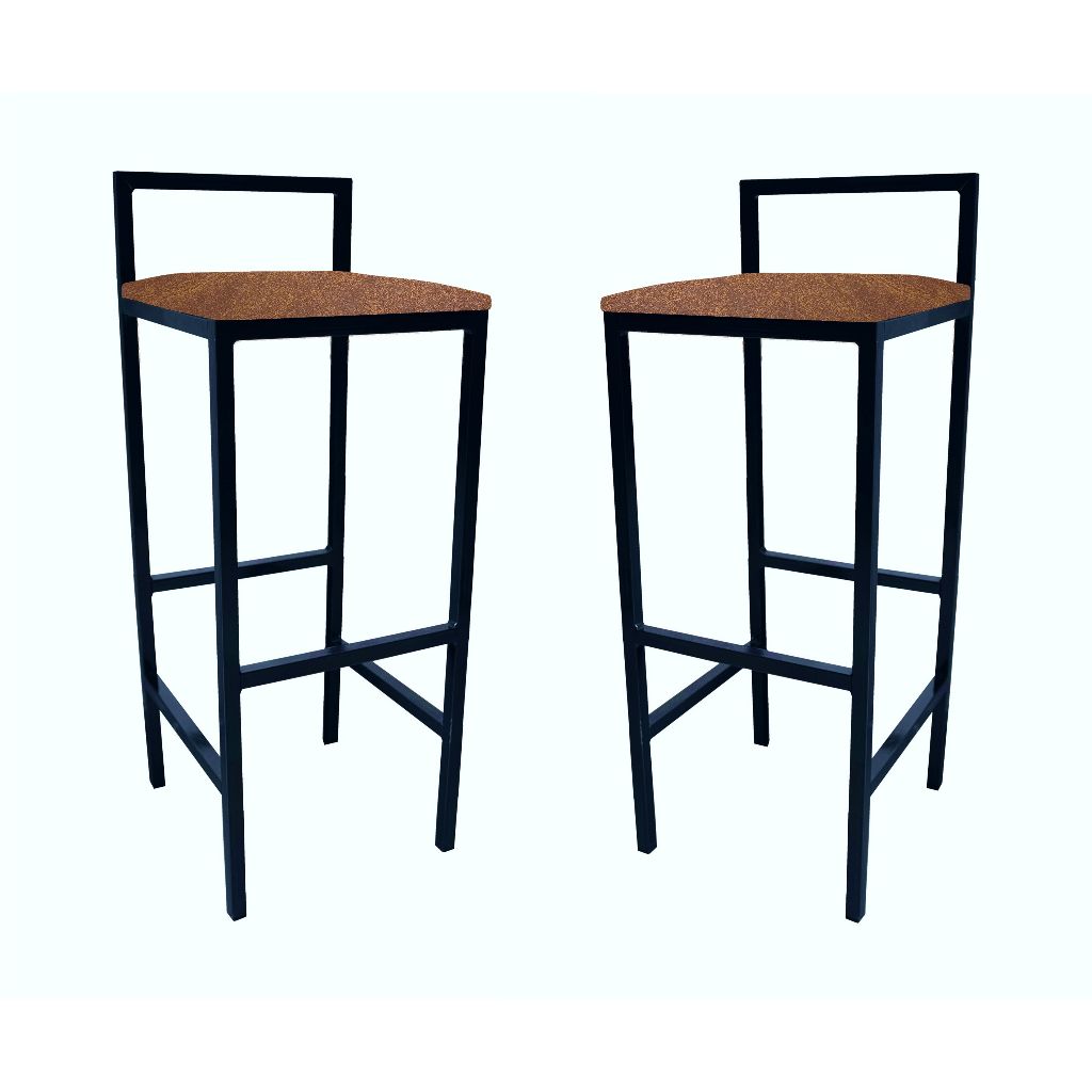 Kit 2 Banqueta Alta Com Encosto Quadrada Estilo Industrial Cozinha Balcão Bar em Oferta na Shopee