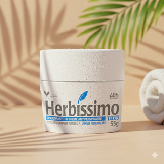 Desodorante Creme Antitranspirante Talco Herbíssimo 55G em Oferta na Shopee