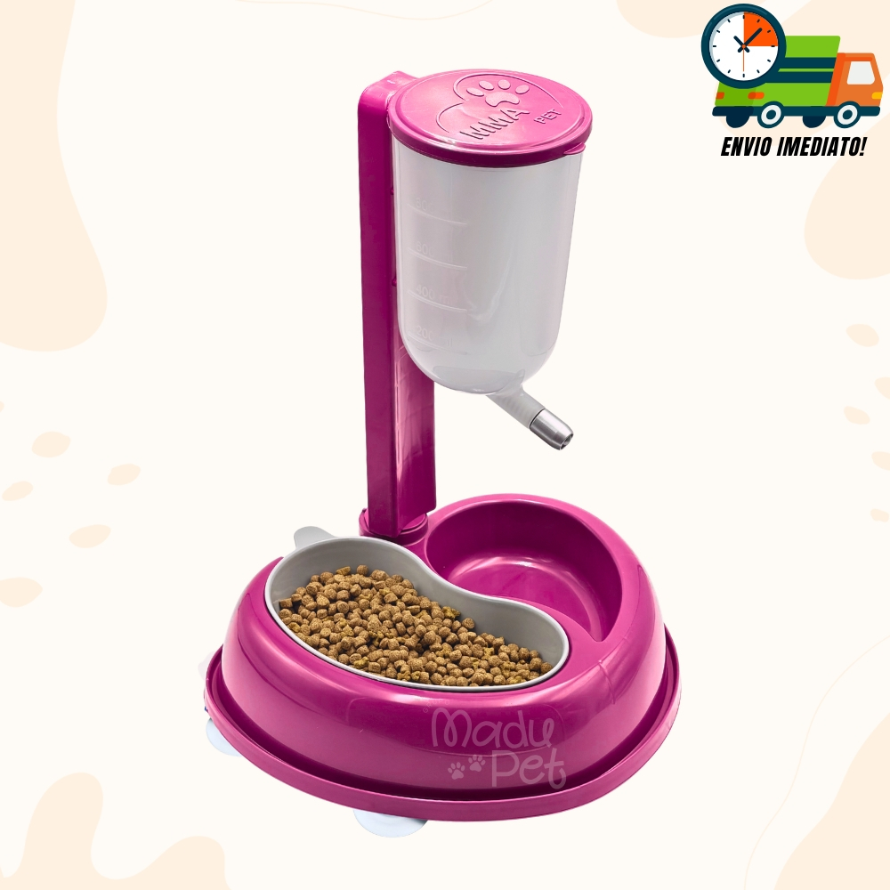 Bebedouro Automático Comedouro Para Cães e Gatos Duplo Anti Formiga C/ Bilha (COR ROSA) Promoção
