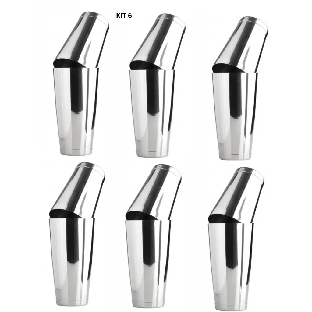 KIT 6 COQUETELEIRA PROFISSIONAL 800 ML 2 COPOS INOX REFORÇADA, BARMAN FESTA COQUETEL BATIDA BATEDOR CAIPINRINHA BEBIDA