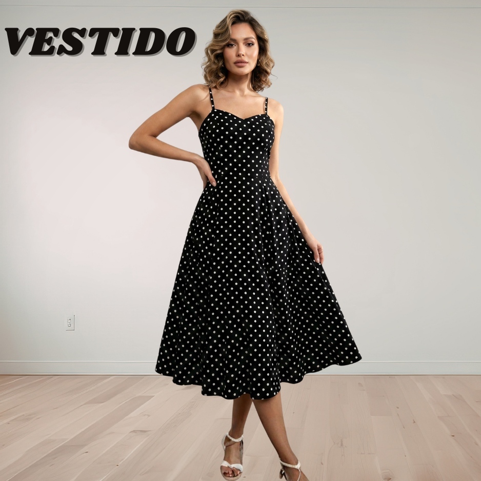 Vestido Feminino Midi de Bolinhas vestido elegante de Poá.