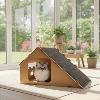 Toca para Gato com Rampa e Arranhador – 2 em 1 Casinha Desmontável Premium House Flex em Oferta na Shopee