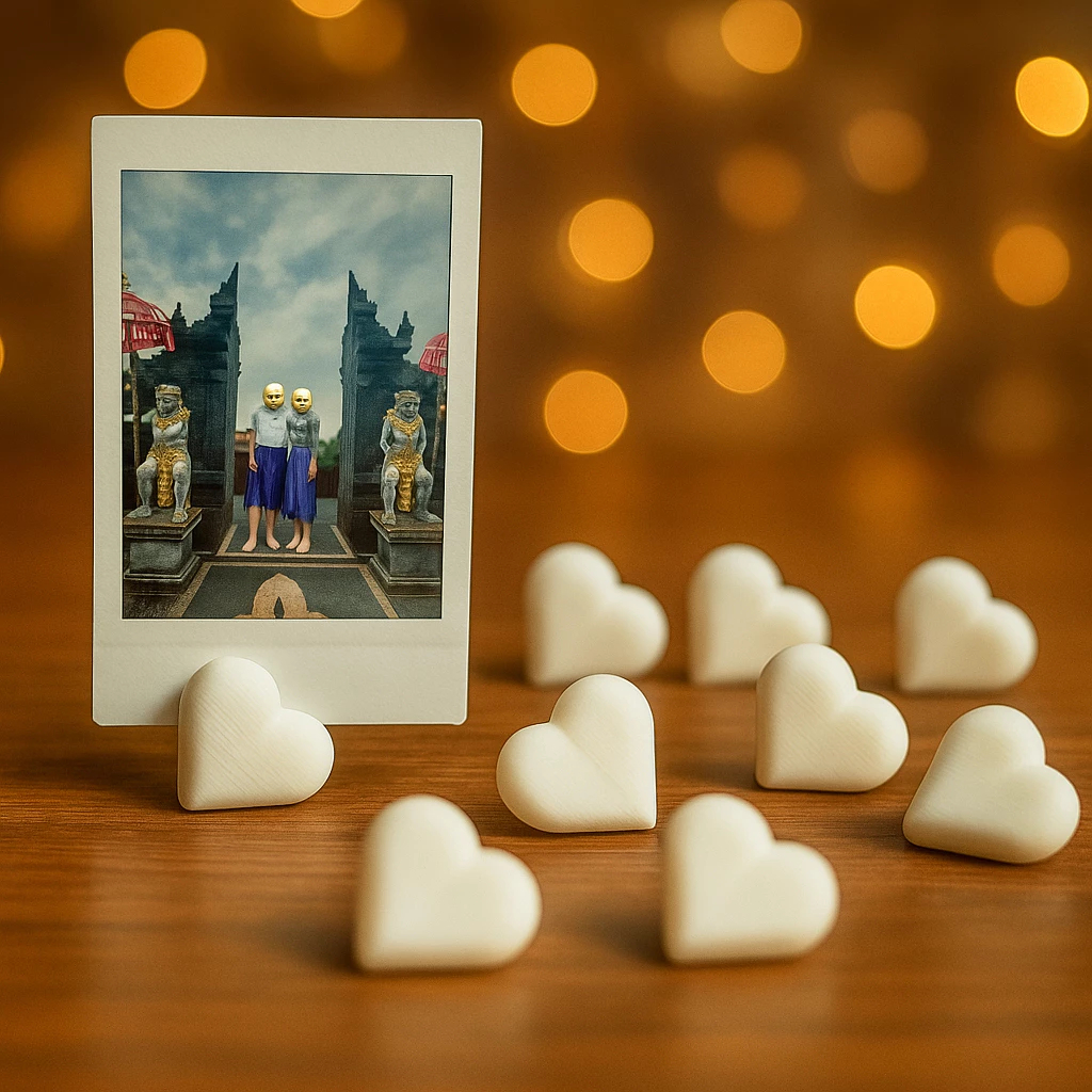 Suporte Porta Retrato Base Coração para Foto Polaroid Cartão Menu Decoração Casamento Namorados