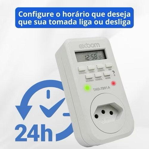 EXBOM Timer Temporizador Digital Programável Tomada 127v/220v 10A Utilizado Para Automação de Piscina e Outros TMD-TB91A em Oferta na Shopee