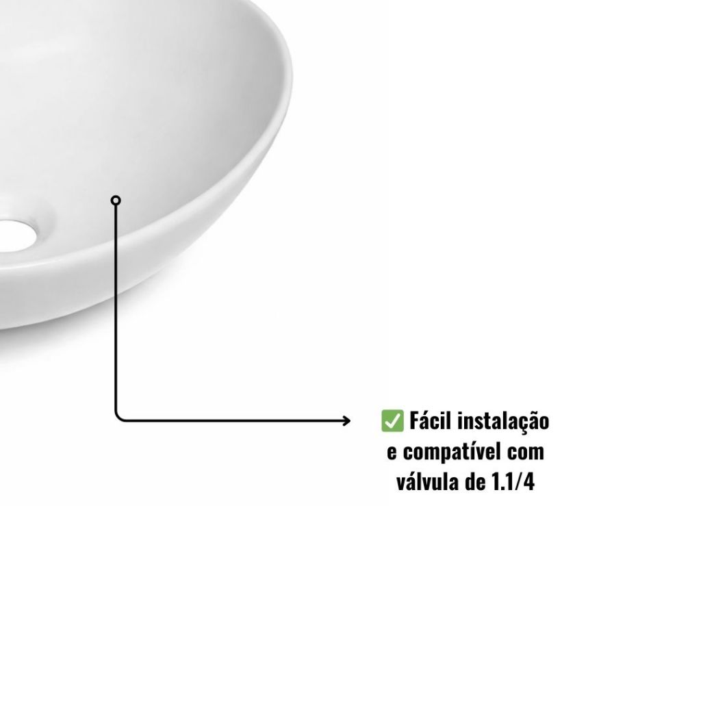 Cuba Para Banheiro Apoio Oval Cerâmica Branca