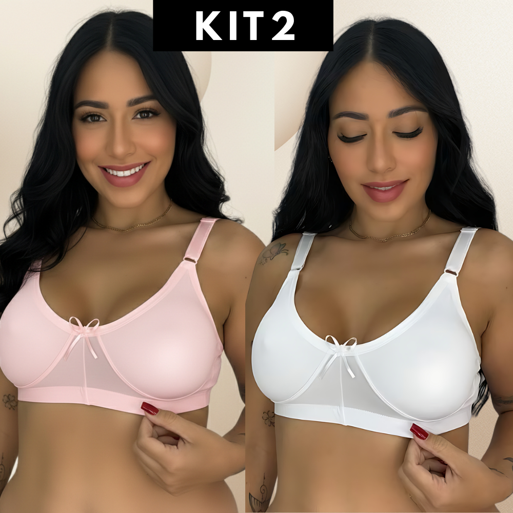 Kit 2 Sutiã Feminino Alça Larga Sem Bojo Conforto e Sustentação Reforçada em Oferta na Shopee