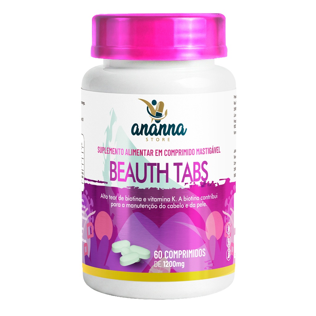 Colageno c/ Biotina 45mcg Vitamina K2 120mcg 60comp Mastigaveis 1200mg