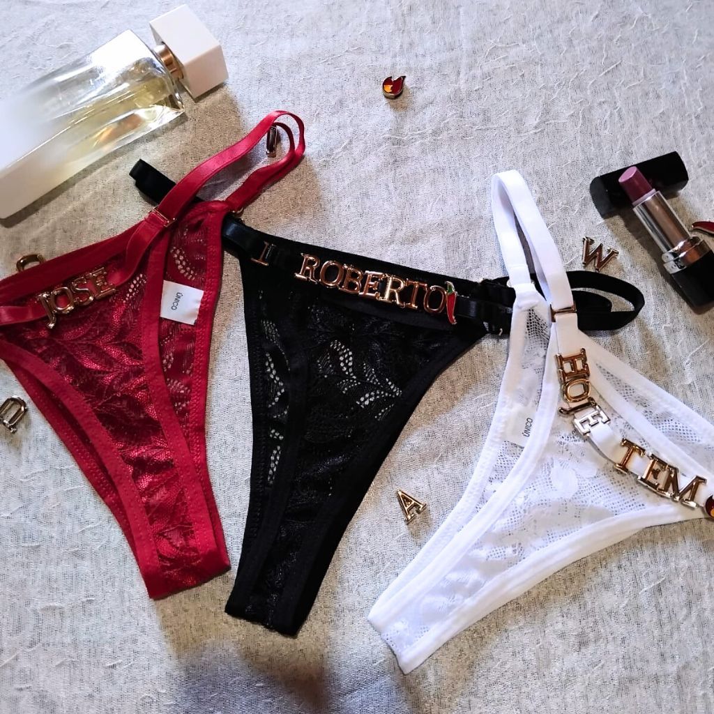 Calcinha Renda Fio Dental Personalizada Com Nome Tanga Feminina em Oferta na Shopee