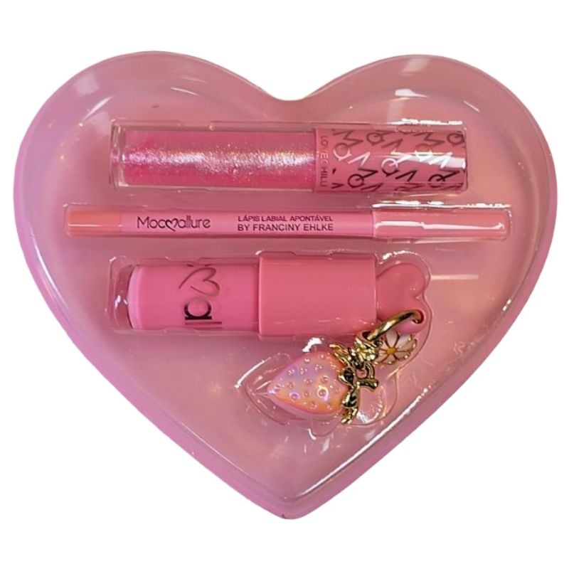 Kit 3 pecas Fran Lover Gloss Labial E Lapis