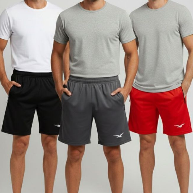 Kit 3 Bermudas Shorts Masculinas Básicas  Diversos Kits e Cores em Oferta na Shopee