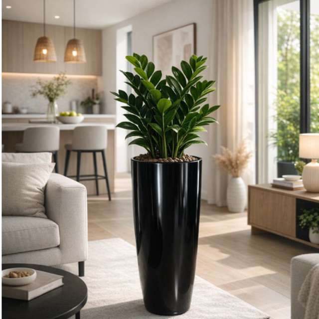 Vaso De Planta Grande Ibiza Cone Polido Marmorizado Decoração Jardim e Sala Escolha tamanho
