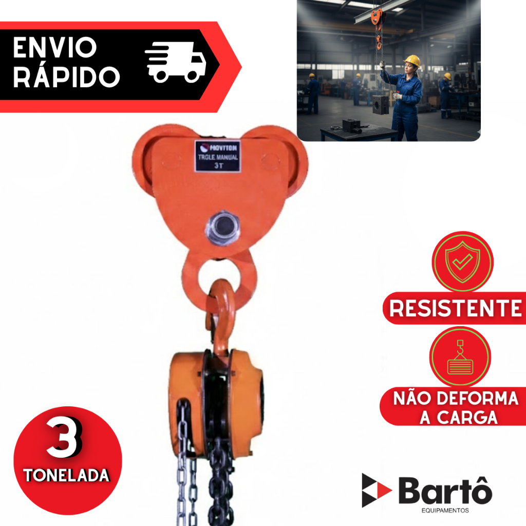 Trole Manual 3 Ton, Carrinho Para Talha 3t, Industrial Carrinho Deslizante, Ajustável