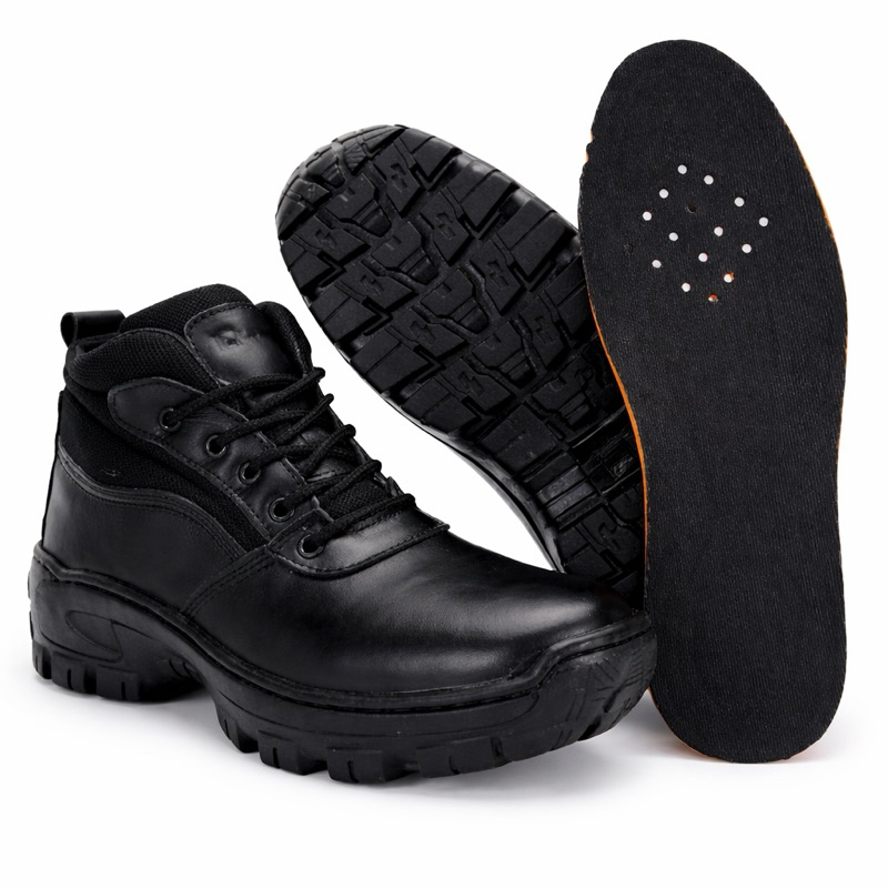Bota Botina de Segurança em Couro Legítimo com Bico de PVC Ideal para Trabalho Pesado Resistente