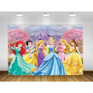Painel Princesas Disney Painel de Festa Princesas Disney Castelo Painel de Lona Princesas Disney Cinderela Ariel Bella